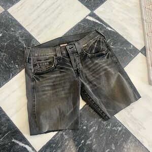 True Religion Black dark grey Denim Shorts
